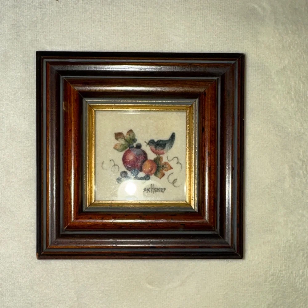 Theorem Painting by Jean Henry Framed Mini Fruit & Bird Artwork - Picture 1 of 6
